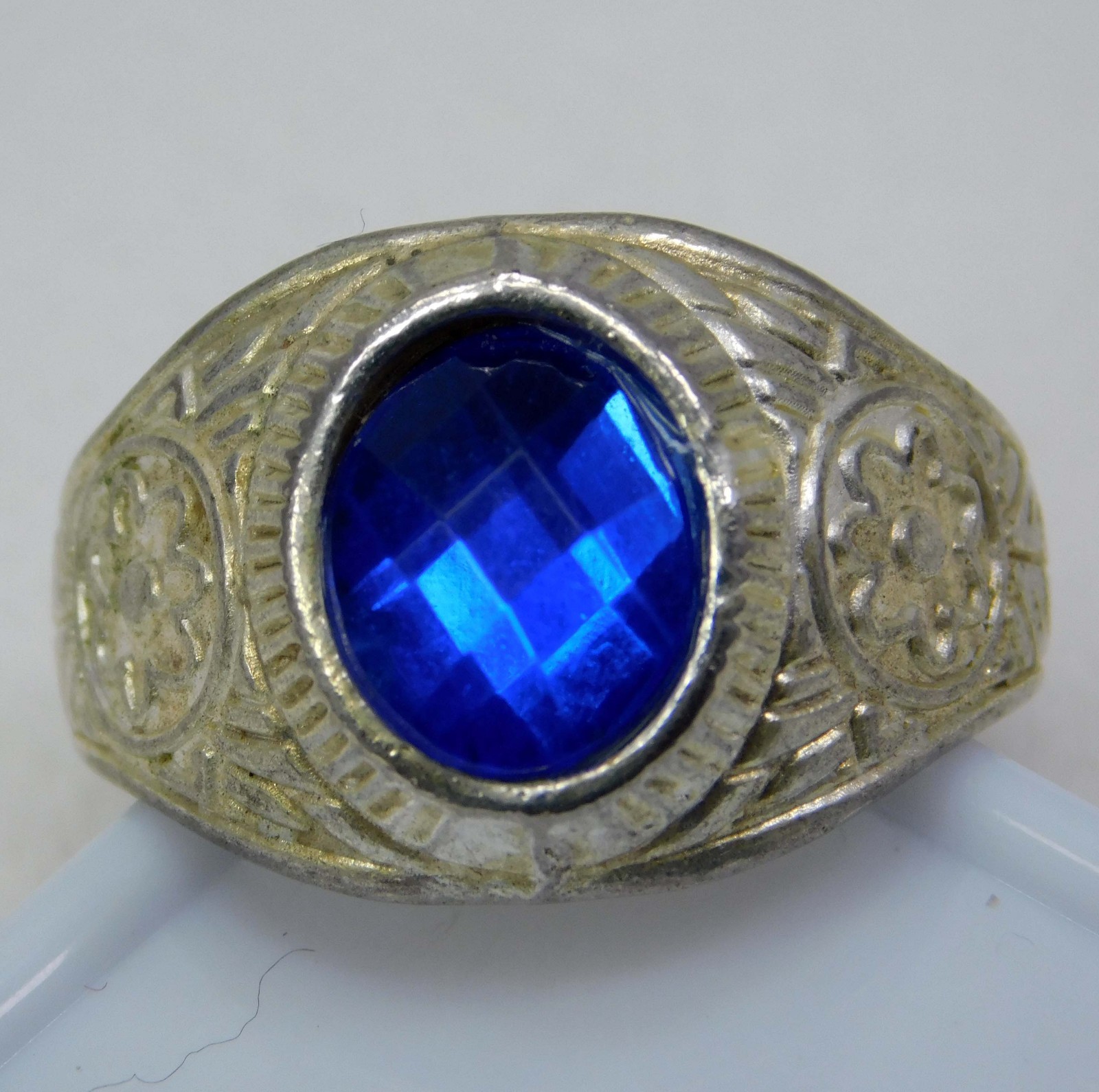 Certified 22.65 Ct Natural Blue Zircon Sterling Silver Ring Size 9.5 Gemstone
