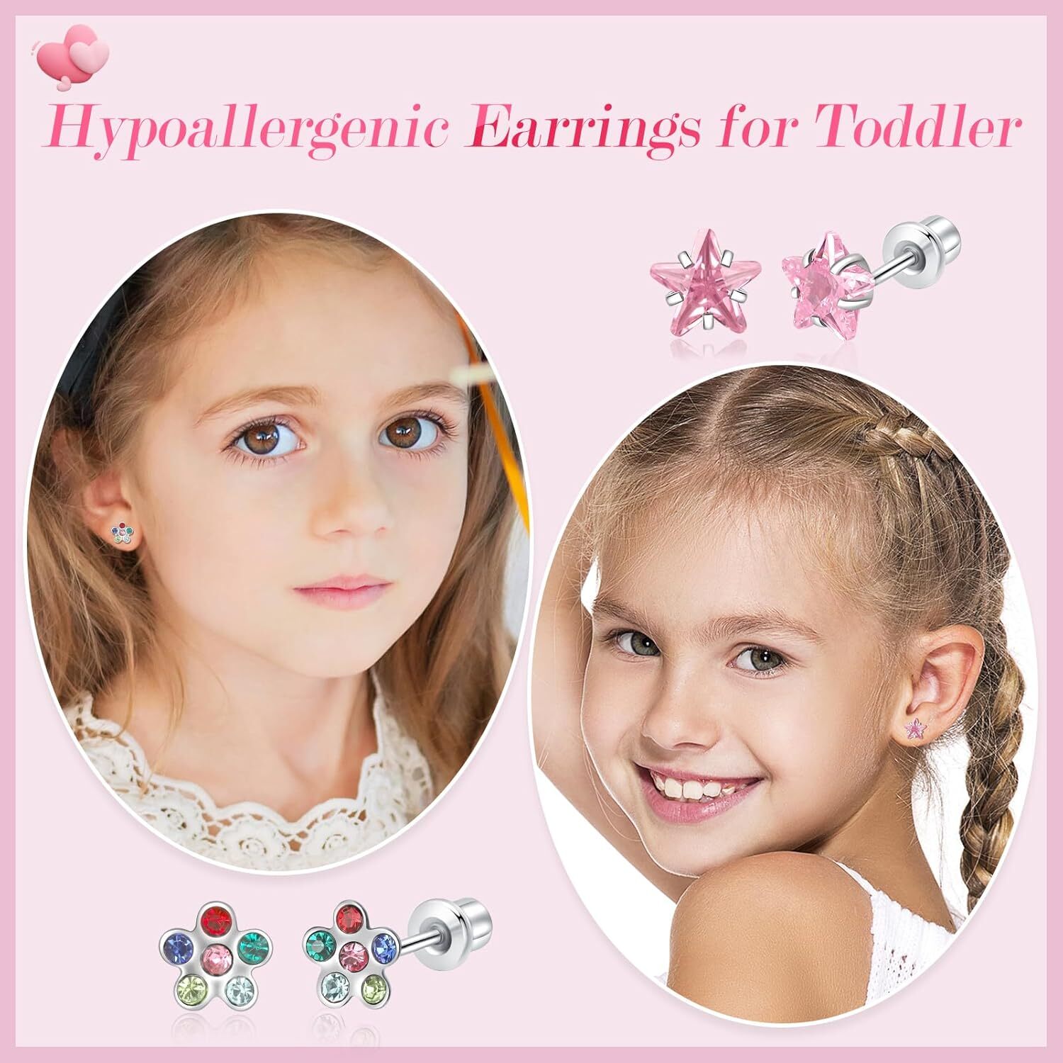 14 Pairs Surgical Steel Earrings Sets Toddler Kids Earrings Screw Back For Women