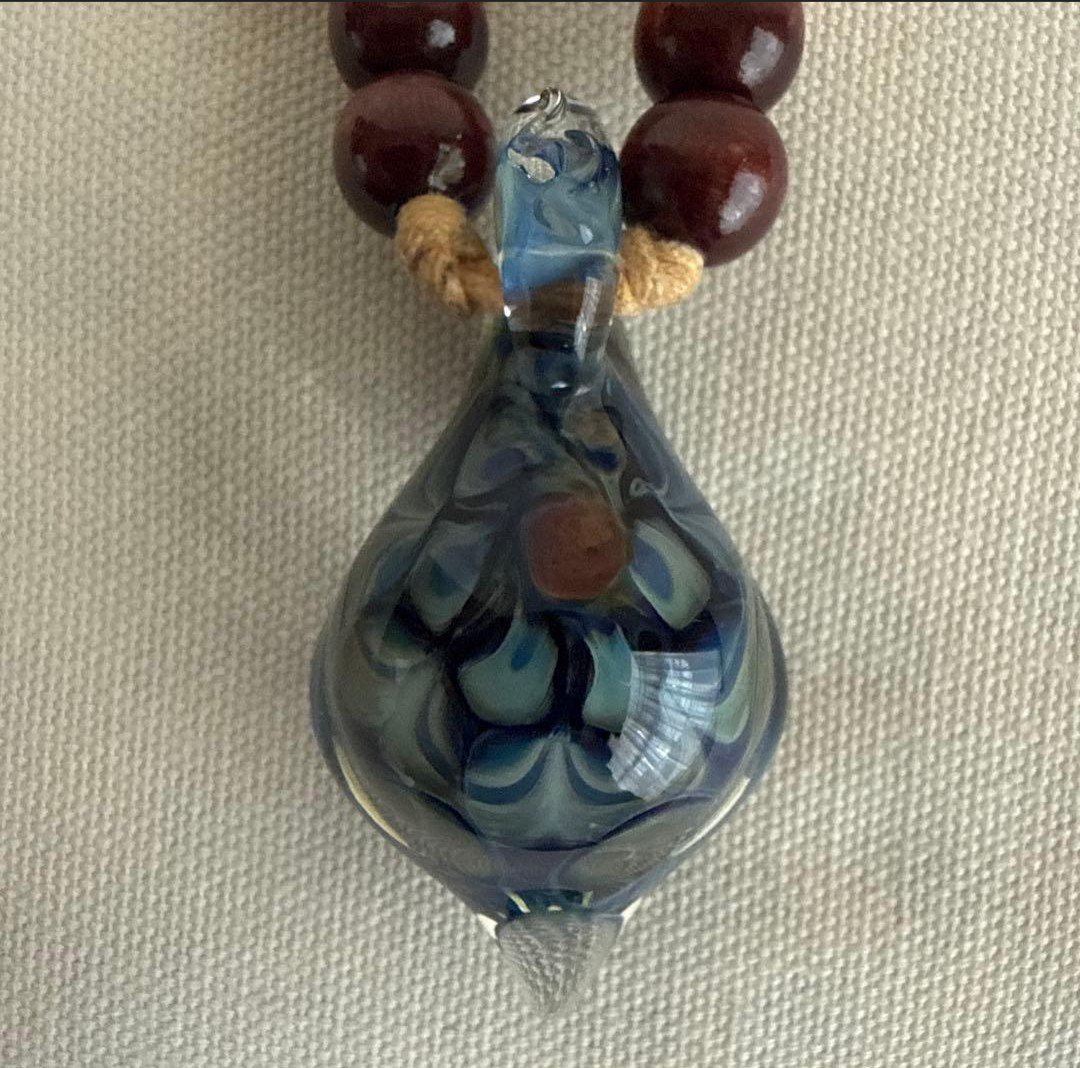 DRAGON PIPE Space Glass Pendant Necklace Opal Vortex Japan Handcrafted Art