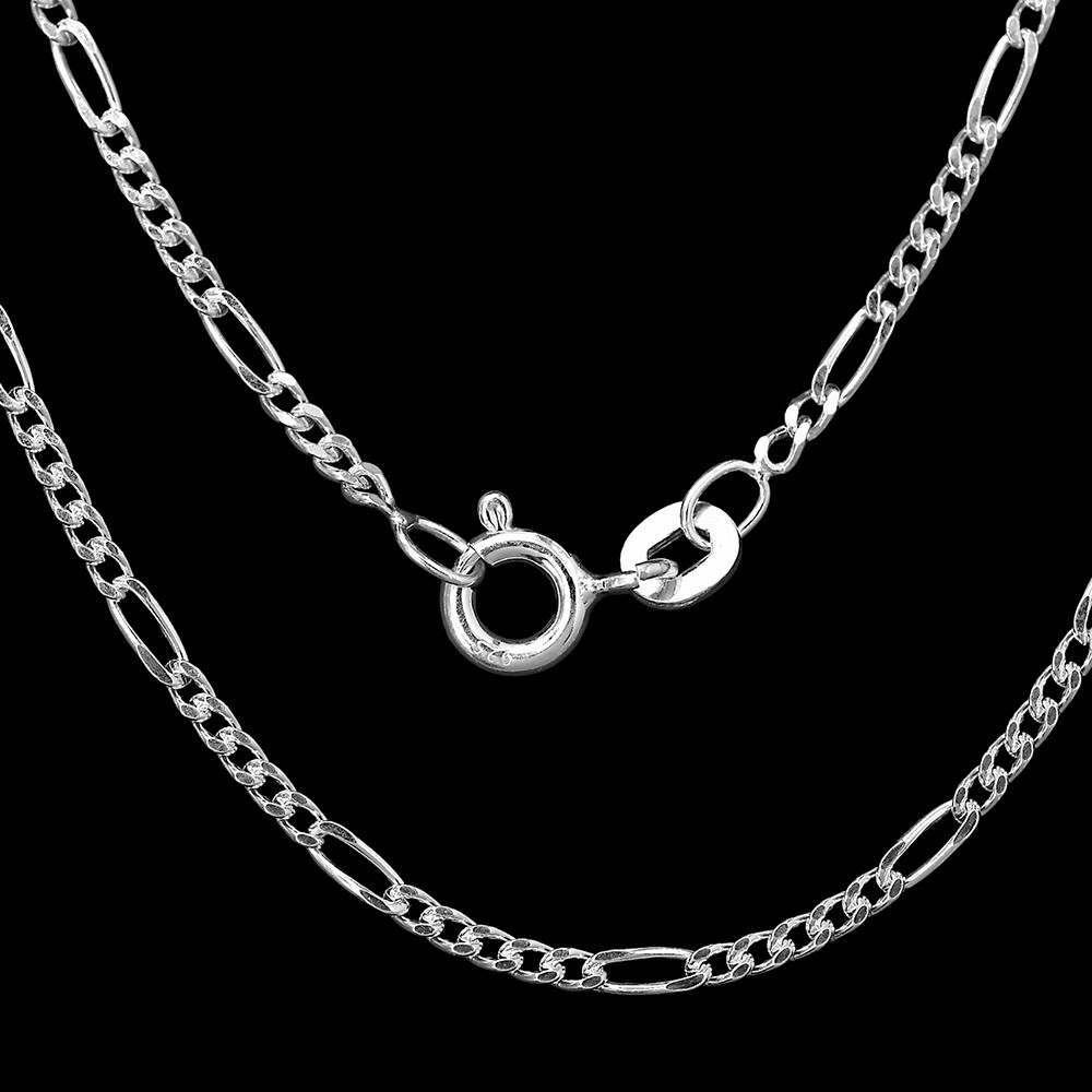 18 inch Figaro Style Chain 925 Sterling Silver Jewelry 6117