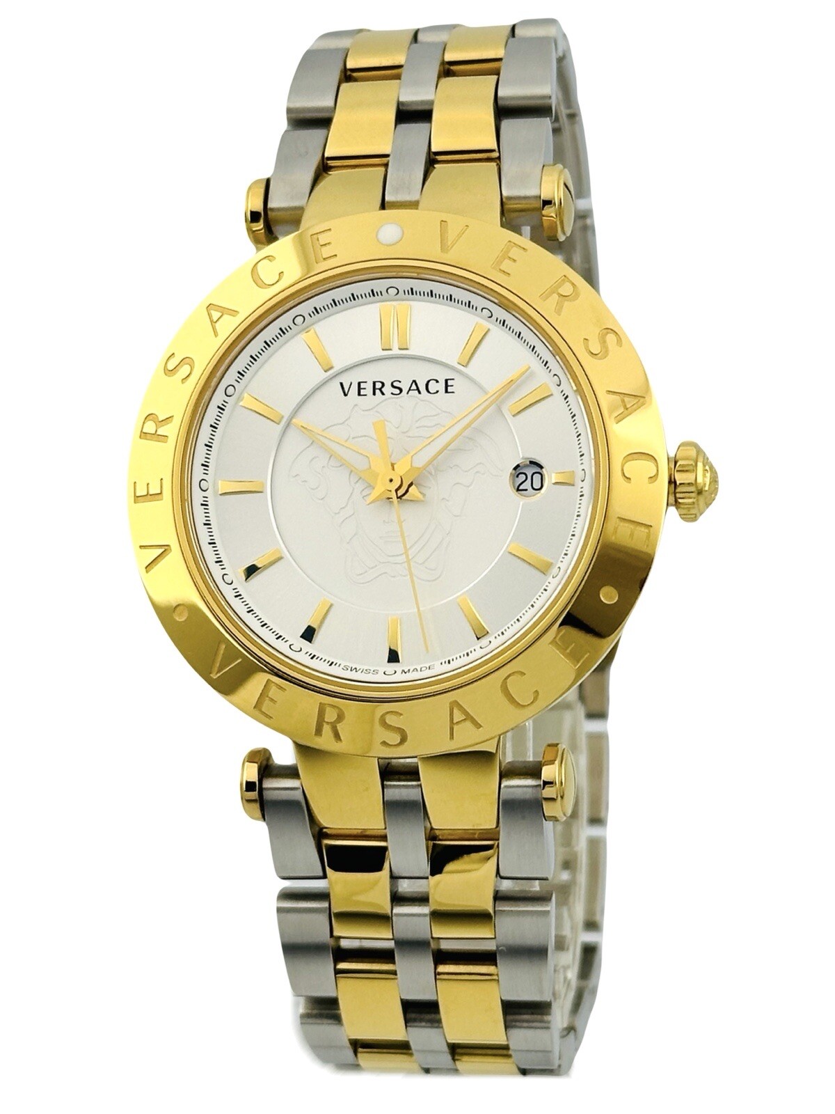 Versace VQP080015 V-Race 42mm Two-Tone Bicolour IP 2N + Silver Bracelet Watch
