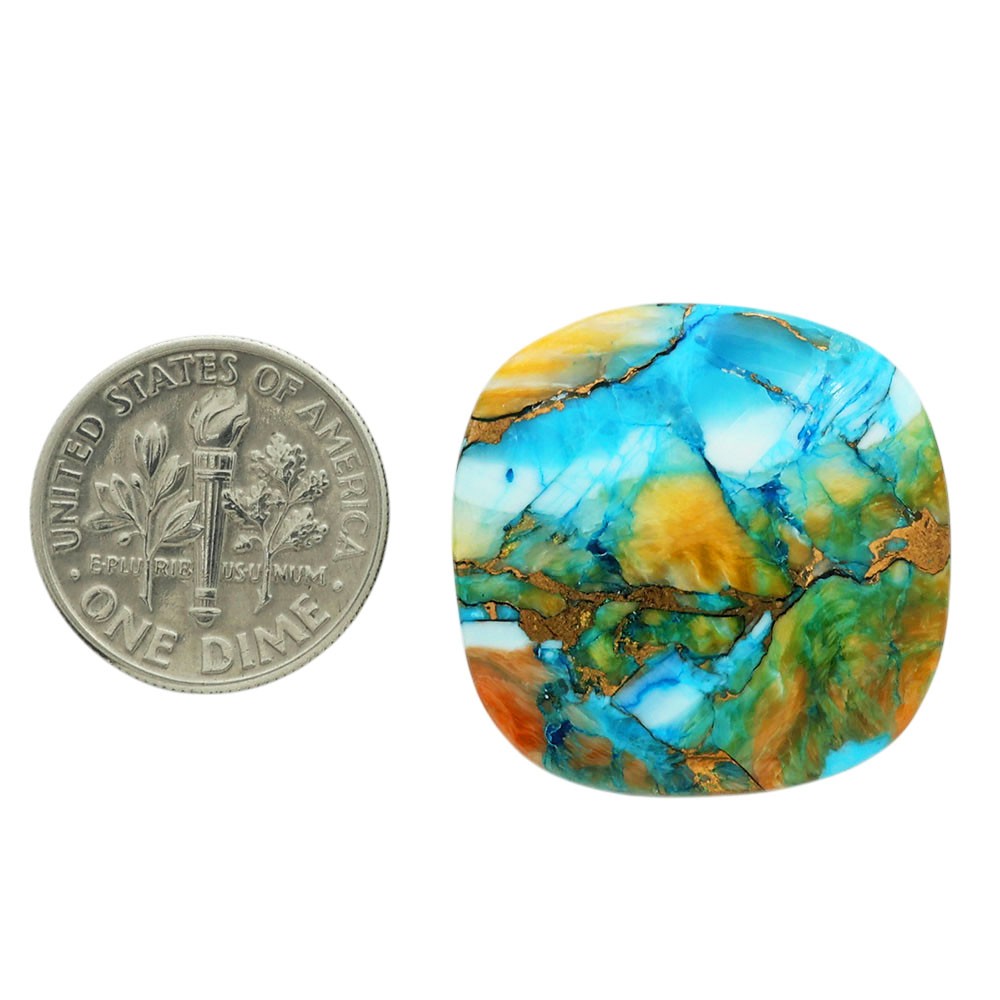 Natural Spiny Oyster Turquoise 24.7×24.9×5 mm Cushion Shape Gemstone LS87-06815