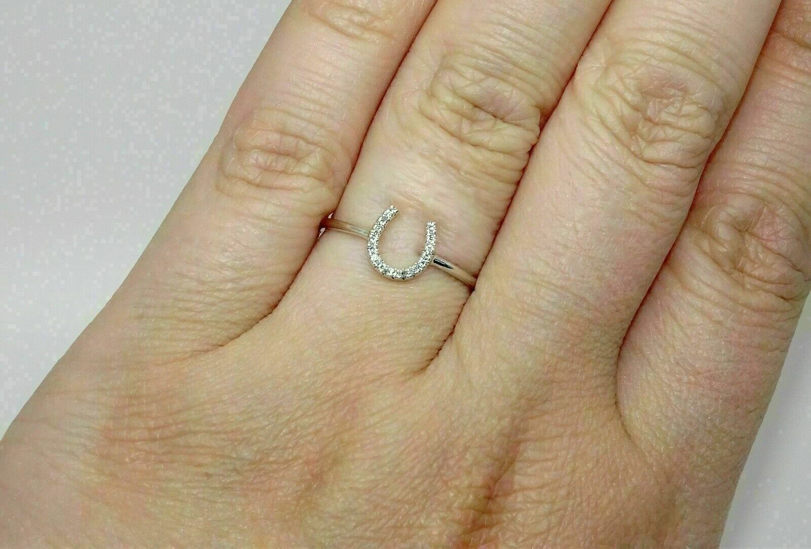 1Ct Round Lab Created Diamond Horseshoe Women’s Band Ring 14K White Gold Plated