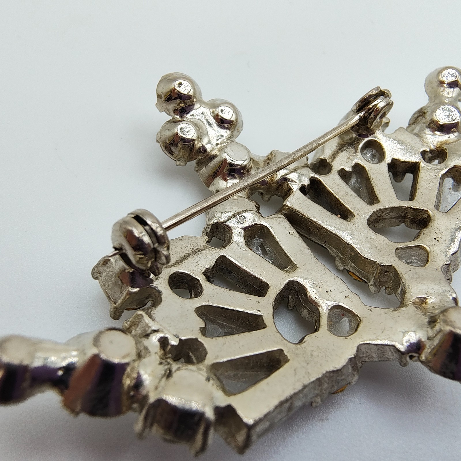Vintage Art Deco Rhinestone Crown Brooch Old Hollywood Regency Tiara Royalcore
