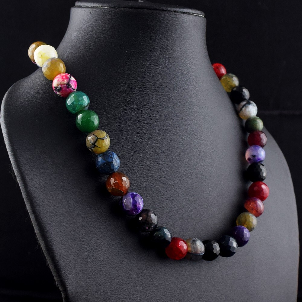 Dragon Vain Agate Amazing Cut Round Shape 503.00 Cts Beaded Necklace VK 49 E607