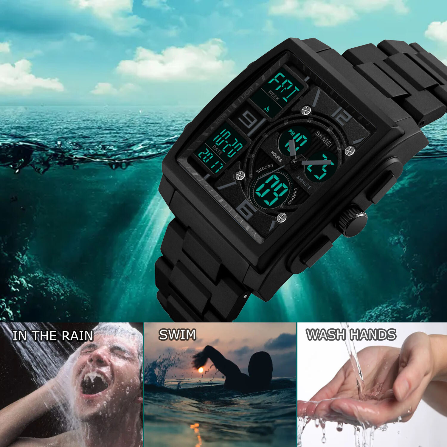 Men’s Digital Army Military Sport Quartz Analog Chronograph Waterproof Watch