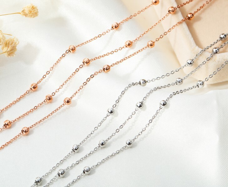 10″ Elegant Women Stainless Steel Anklets Smooth Bead Chain Ankle Bracelet PE13