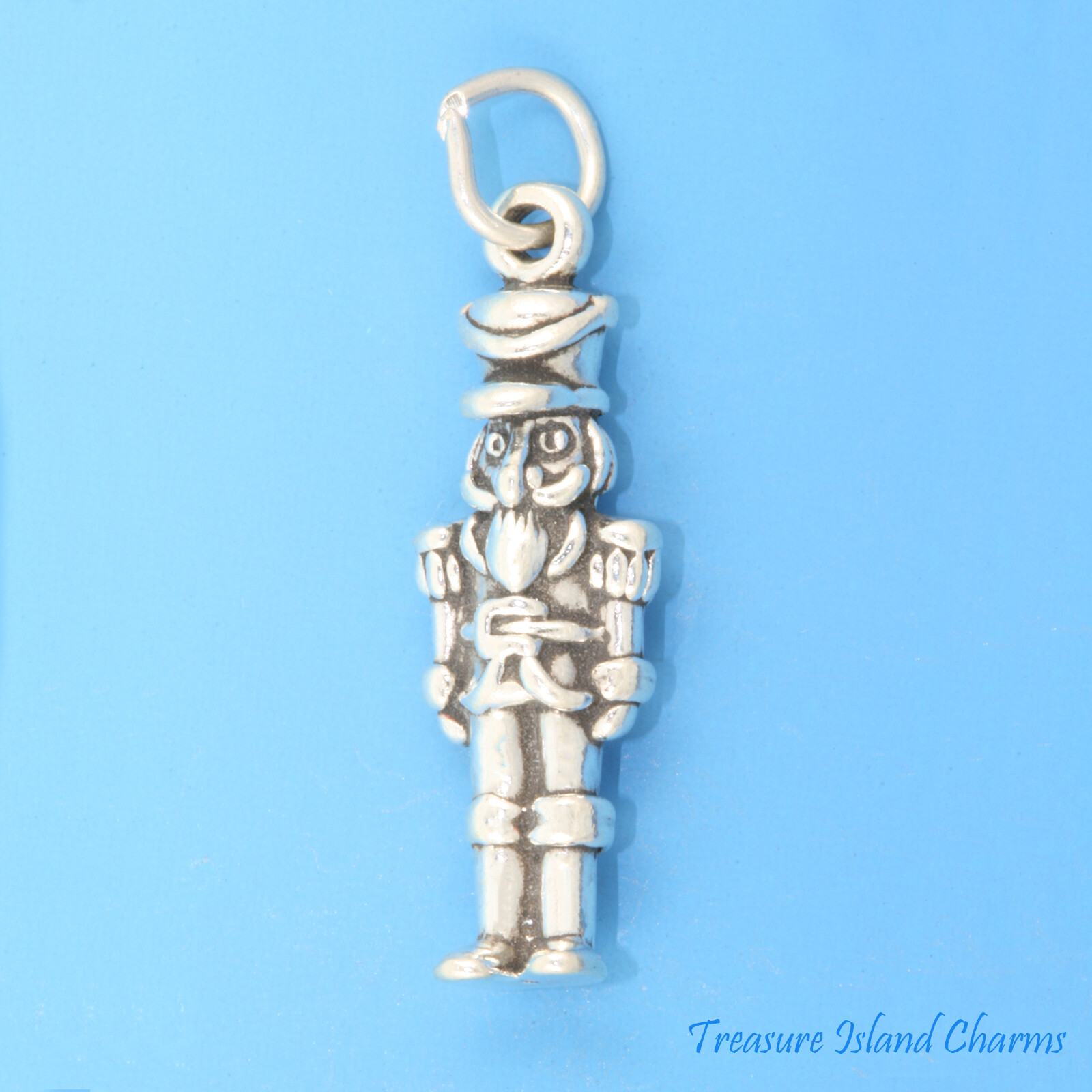 Nutcracker Toy Soldier Christmas 3D 925 Solid Sterling Silver Charm MADE IN USA