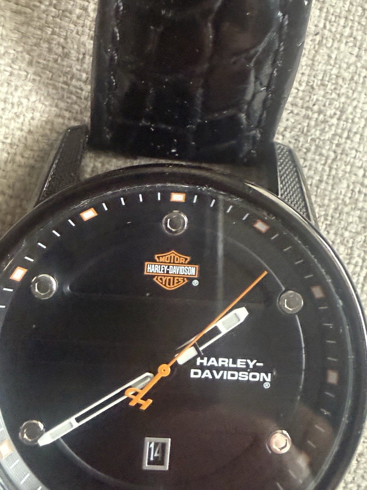 Bulova Harley Davidson Men’s Quartz Black Dial Leather Strap Watch 78B153