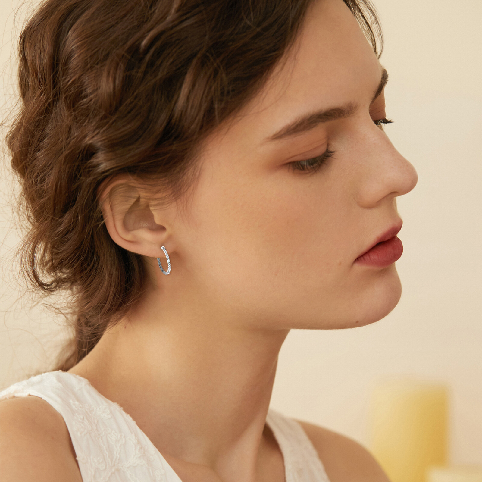 Delicate Women Earrings Jewelry Stainless Steel Huggie Hoop CZ Ear Studs 15-30MM