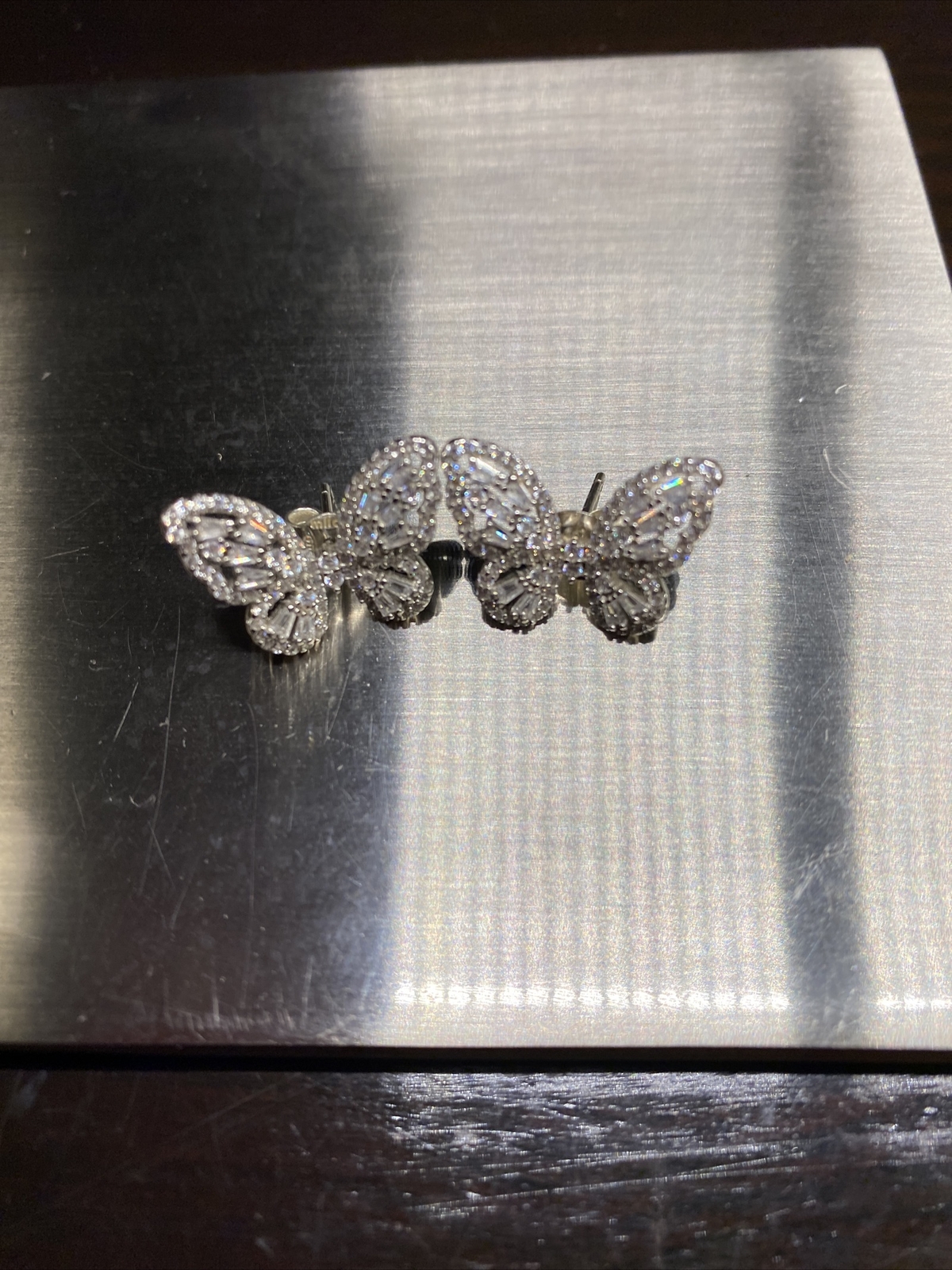 FUZION FZN DESIGNER PAVE HALO CZ BUTTERFLY STERLING SILVER 925 EARRINGS