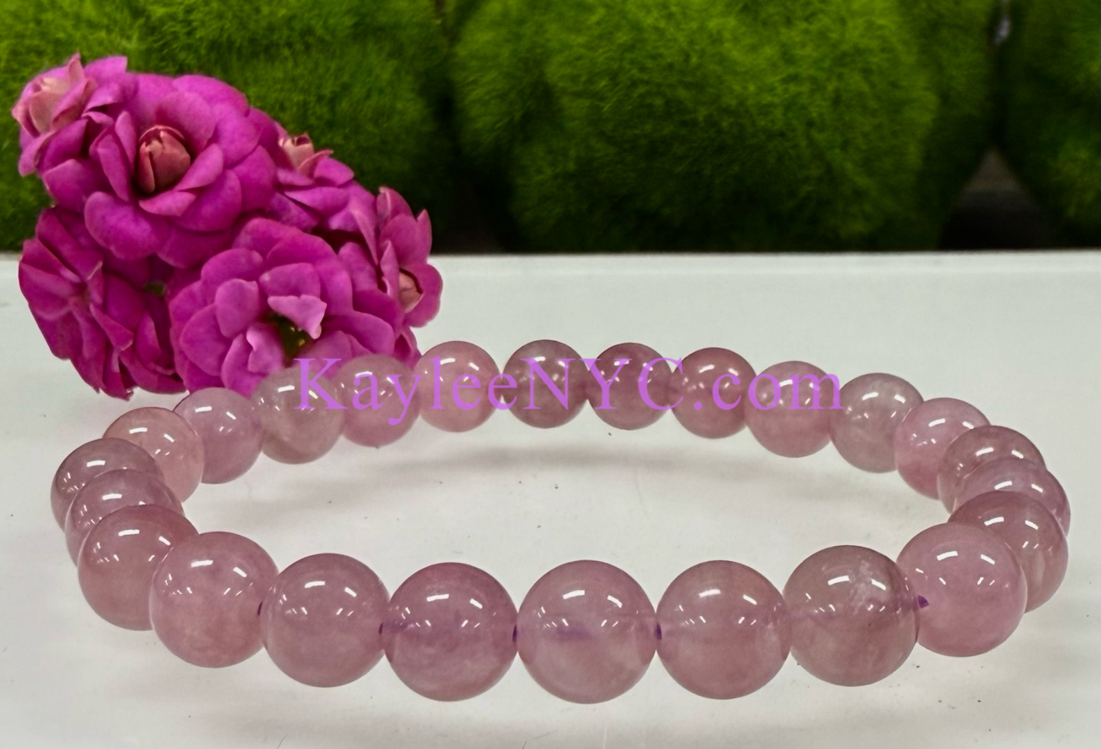 Wholesale 6 Pcs Natural Purple Rose Quartz 8mm 7.5” Crystal Stretch Bracelet