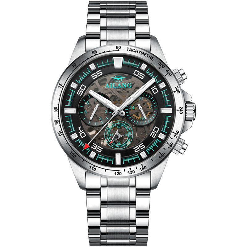 AILANG Men Luxury Hollow Out Multifunction Tourbillon Automatic Mechanical Watch