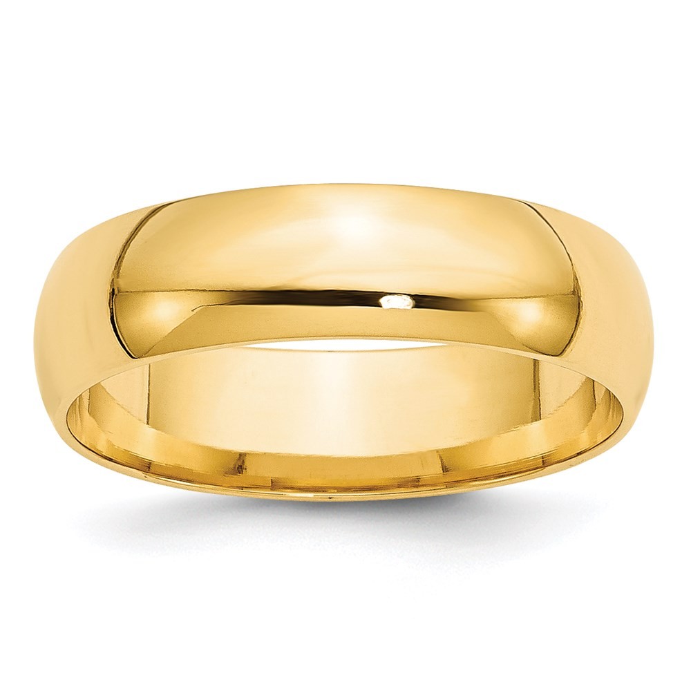 14k Yellow Gold 6mm Lightweight Comfort Fit Wedding Band Size 10; Wt. 5.46 g
