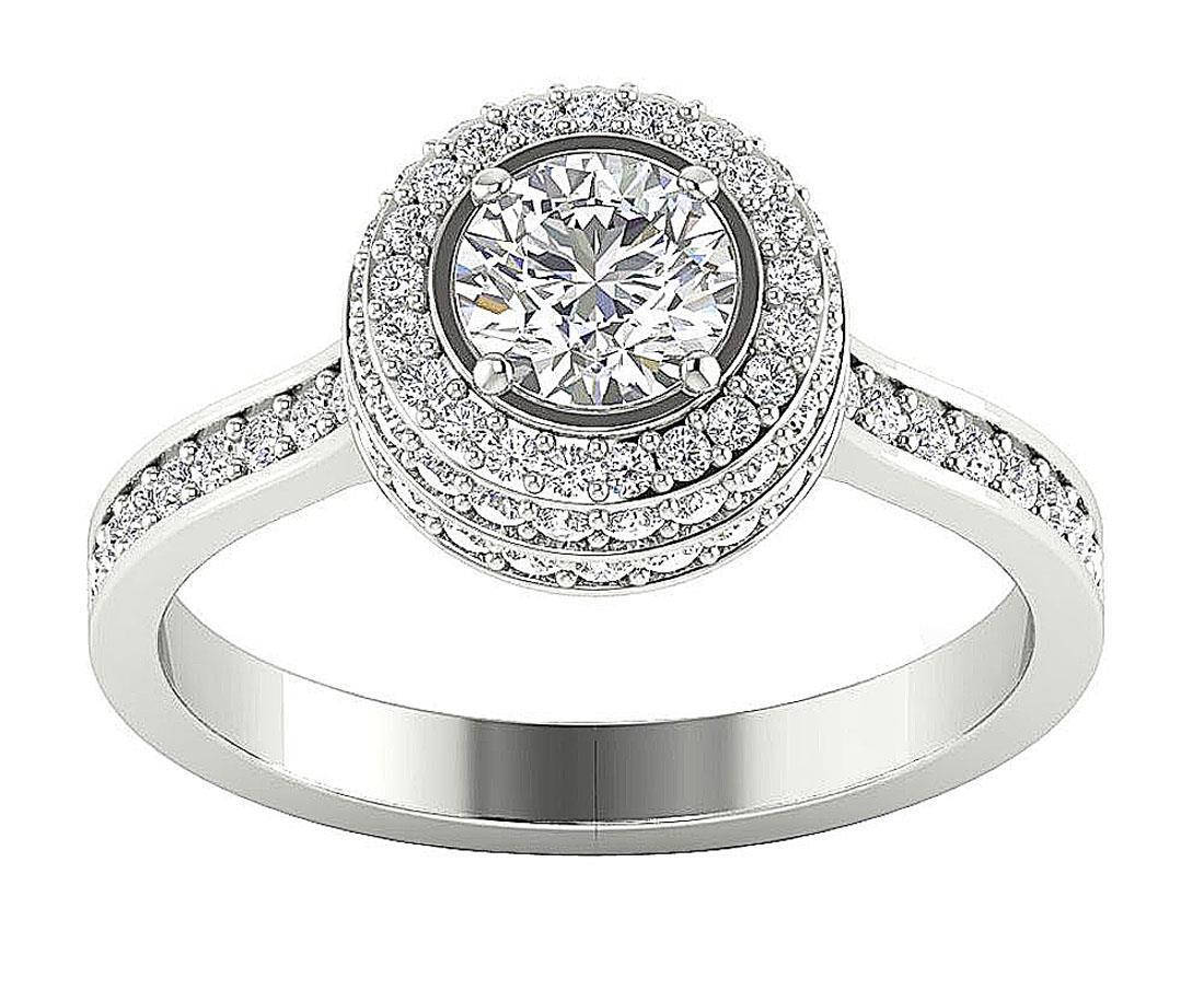 VS F 1.60 Ct Solitaire Engagement Ring Lab Grown Diamond 14K White Gold 11.00 MM