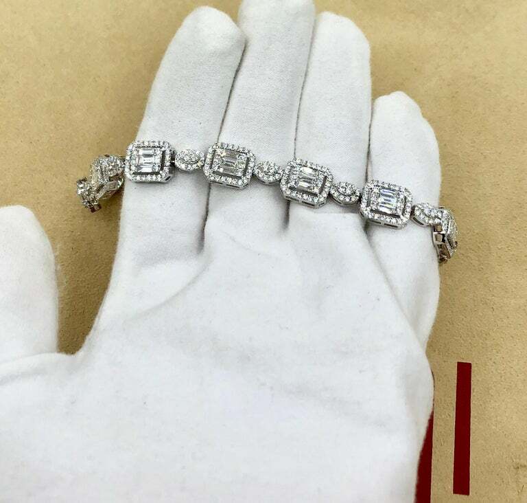 6.50CT Mixed Shapes Including Princess, Round & Baguette Cut CZ Wedding Bracelet