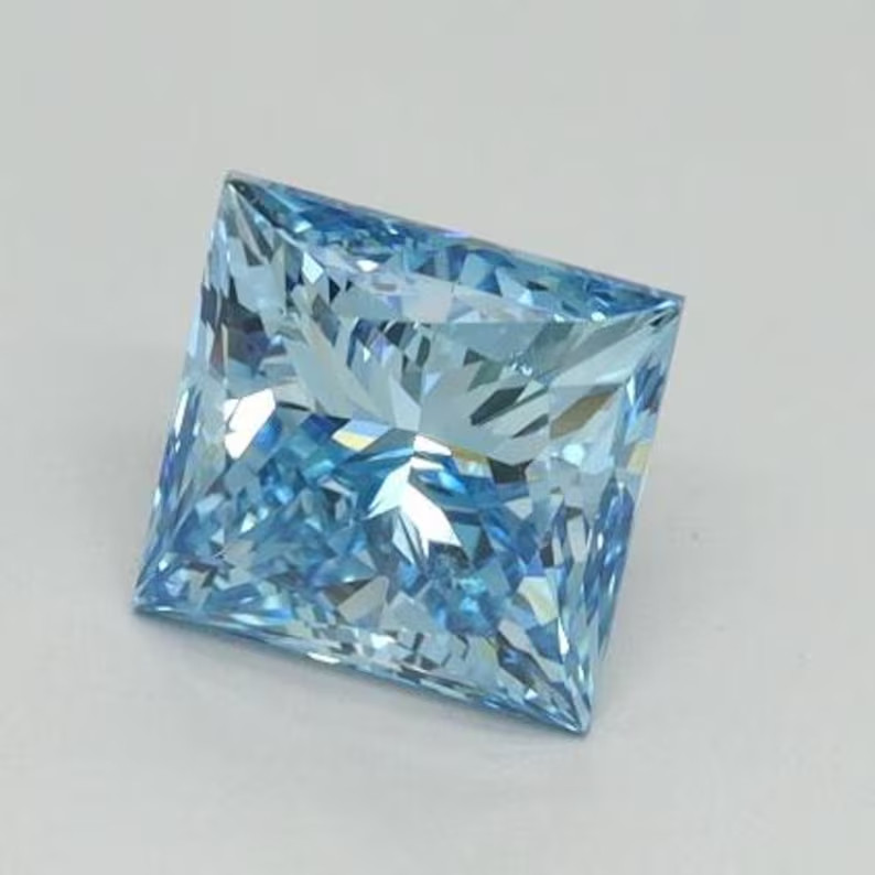 CERTIFIED 5.20 Ct Natural blue priencess Diamond LOOSE VVs/ 9.5 mm