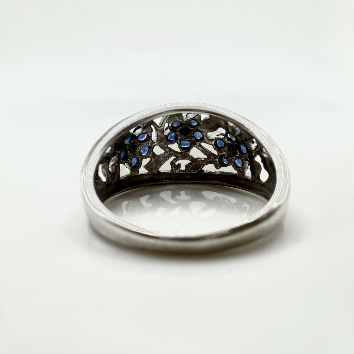 10K White Gold Sapphire & Moissanite Triple Flower Ring Size 7 (ML1083660)