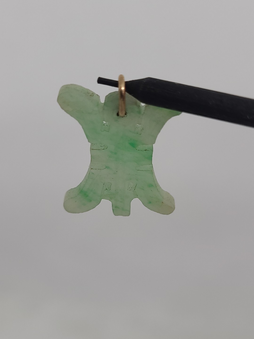 Vintage Jadeite Semi-Transparent Chinese Longevity Estate Pendant 8.7mm x 7.3mm