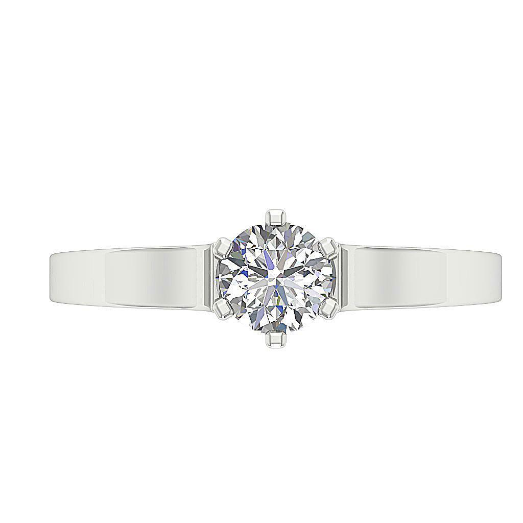 Solitaire Anniversary Ring SI1 G 1/2 Ct Round Cut Diamond 14K White Gold 5.90 MM