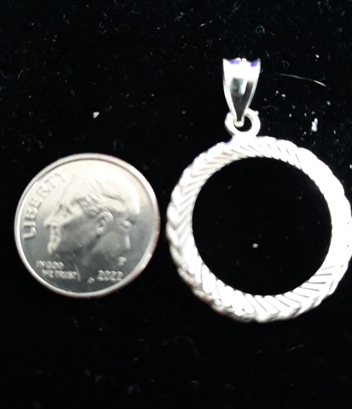 COIN HOLDER for Dime & Pendant Sterling Silver fits 0.705 in. 17.91 mm coins