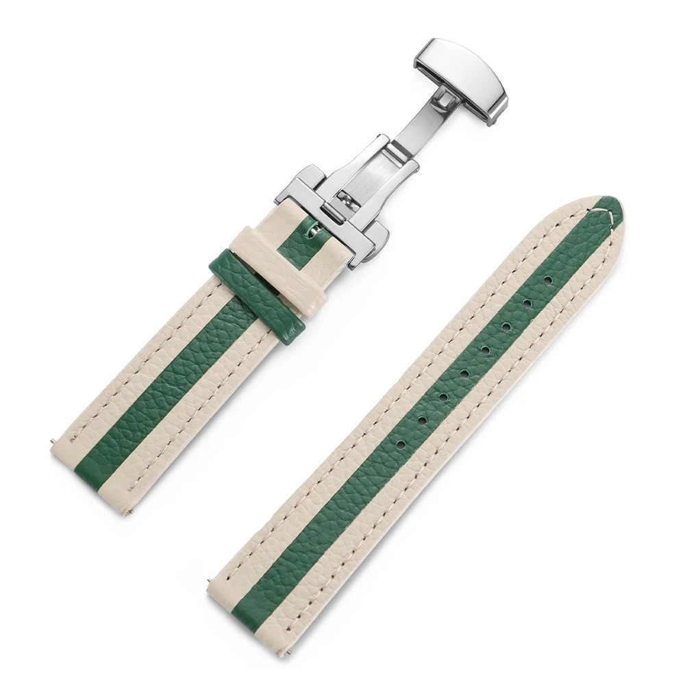 22mm 20mm Genuine Calfskin Leather Watchband for Omega Seiko Butterfly Buckle