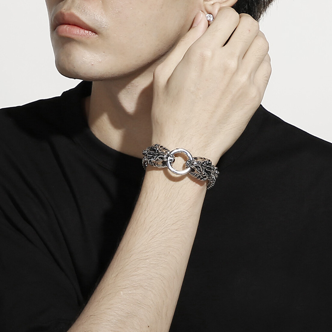 Mens Heavy Stainless Steel Lion Head Franco Link Curb Chain Bracelet 8.86″ 14mm