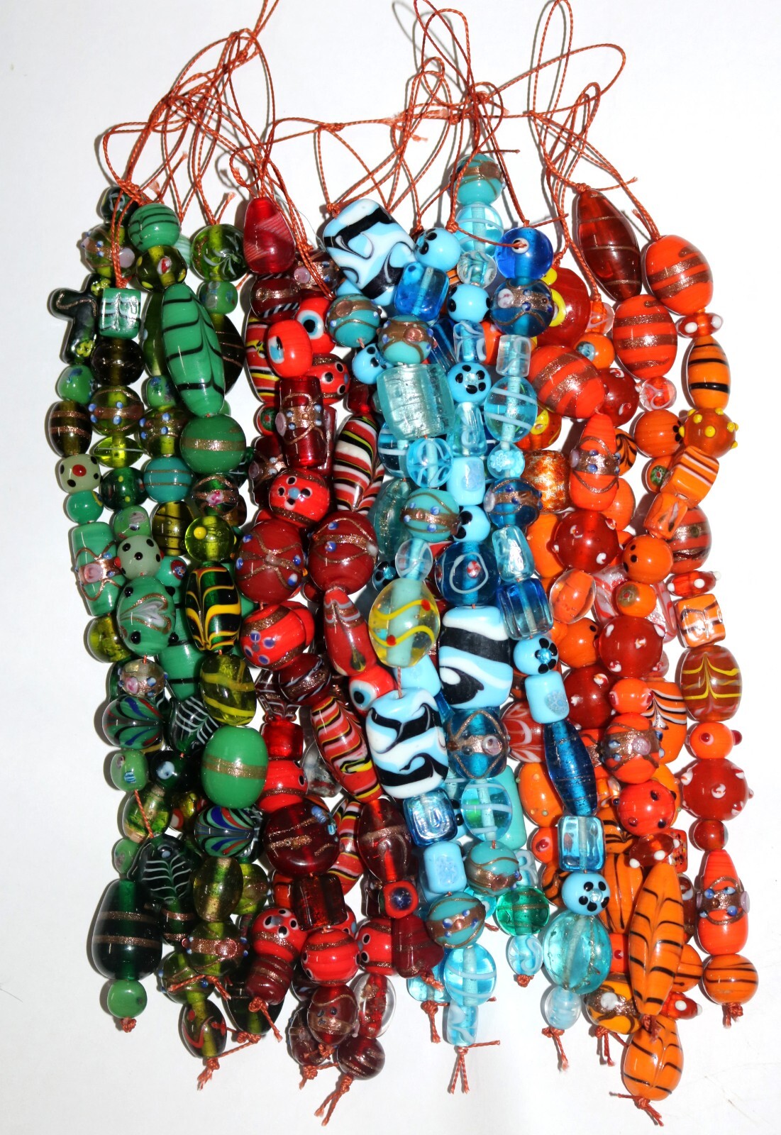 30 strands lot Lamp work Beads, 5 each in 6 color combination, Handmade Glass