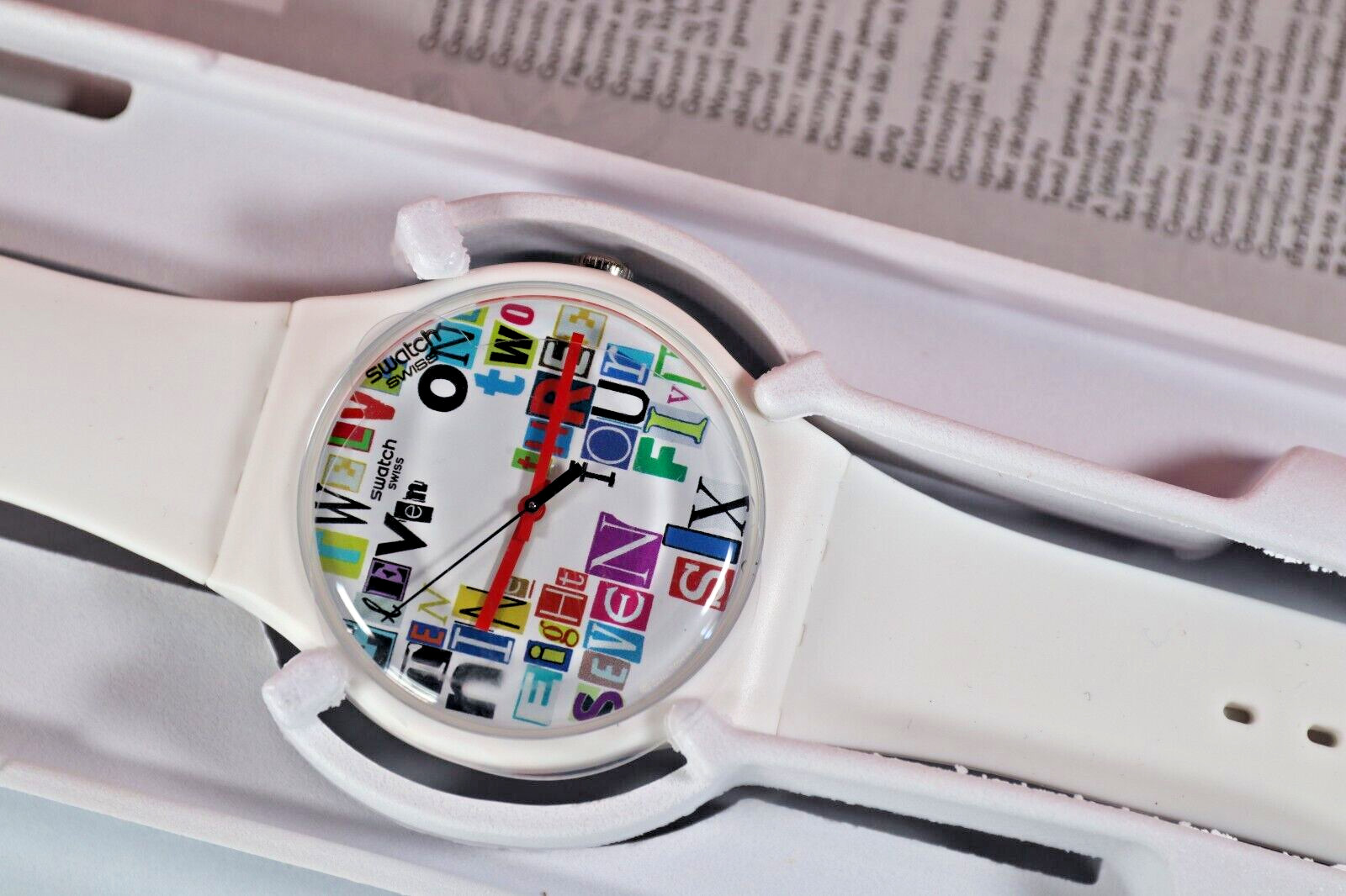 SWATCH SWISS MADE, MODEL MULTI COLLAGE, SUOW132 NEW WHITE DIAL QUARTZ UNISEX