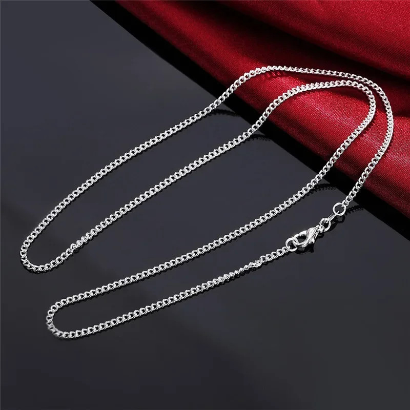 New 925 Sterling Silver Necklace 16/18/20/22/24/26/28/30 Inches 2MM String Chain