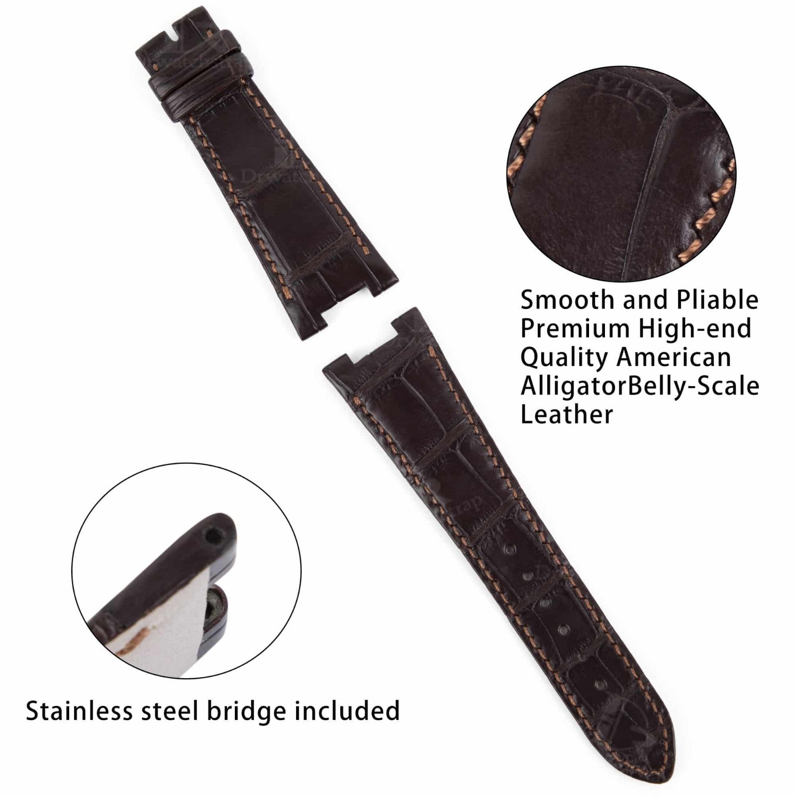 Dark Brown Croco leather strap for Patek Philippe Nautilus 5712 5711 7010