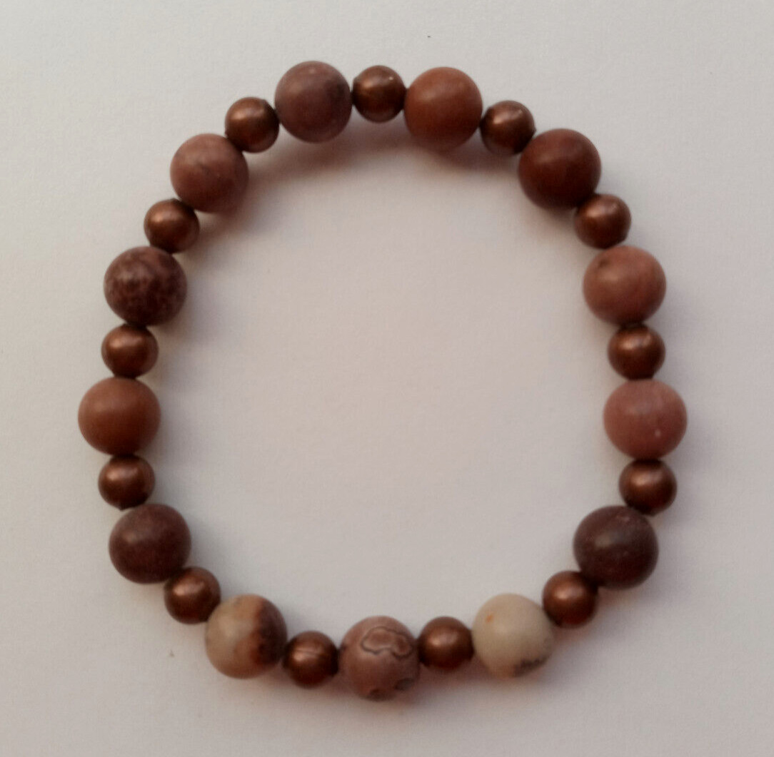 NEW 8MM CRAZY HORSE STONE & COPPER BEADED BRACELET BUY ANY 2 GET 3RD FREE