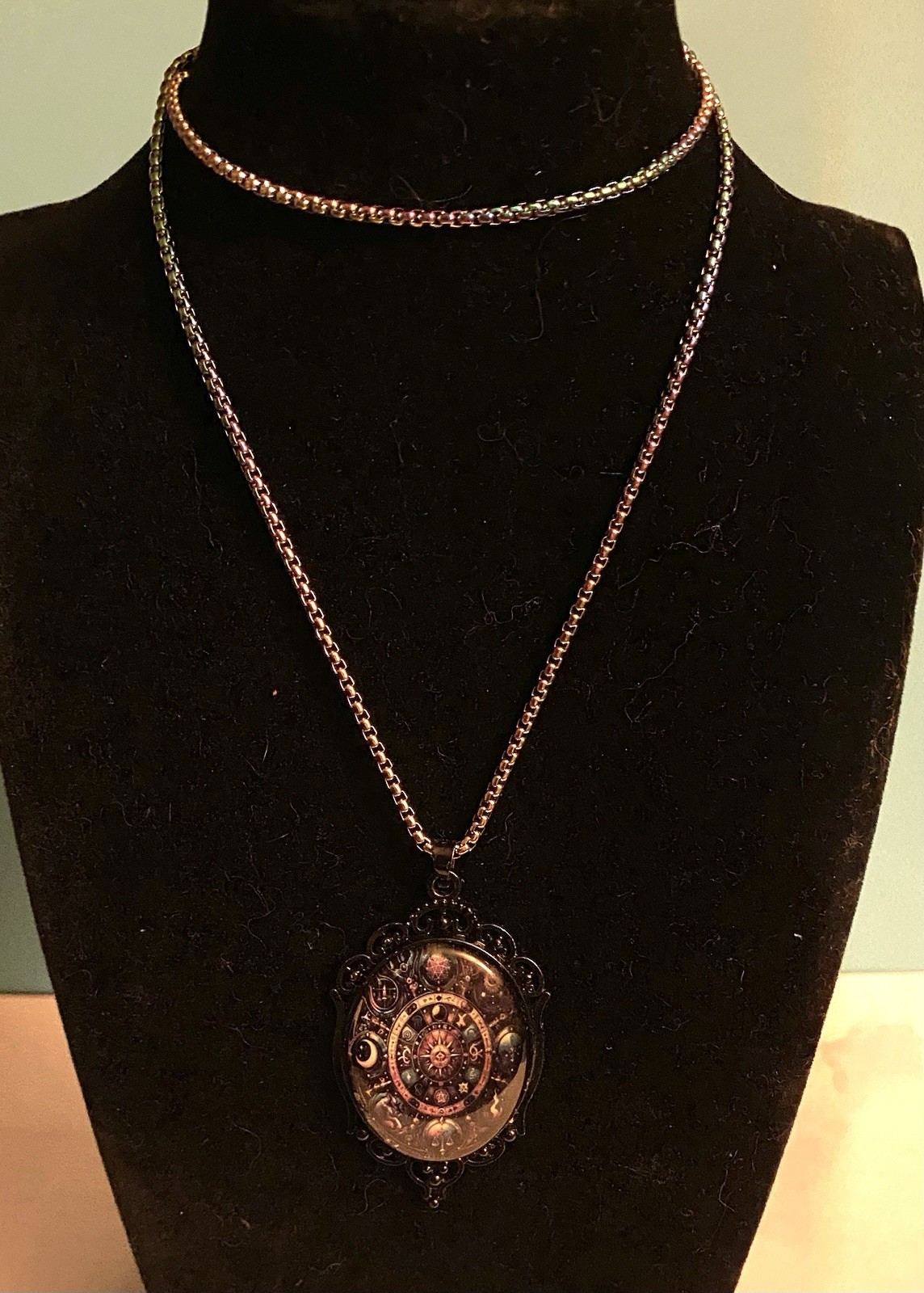 Gothic Black Framed Constellation Necklace Multi Color Chain