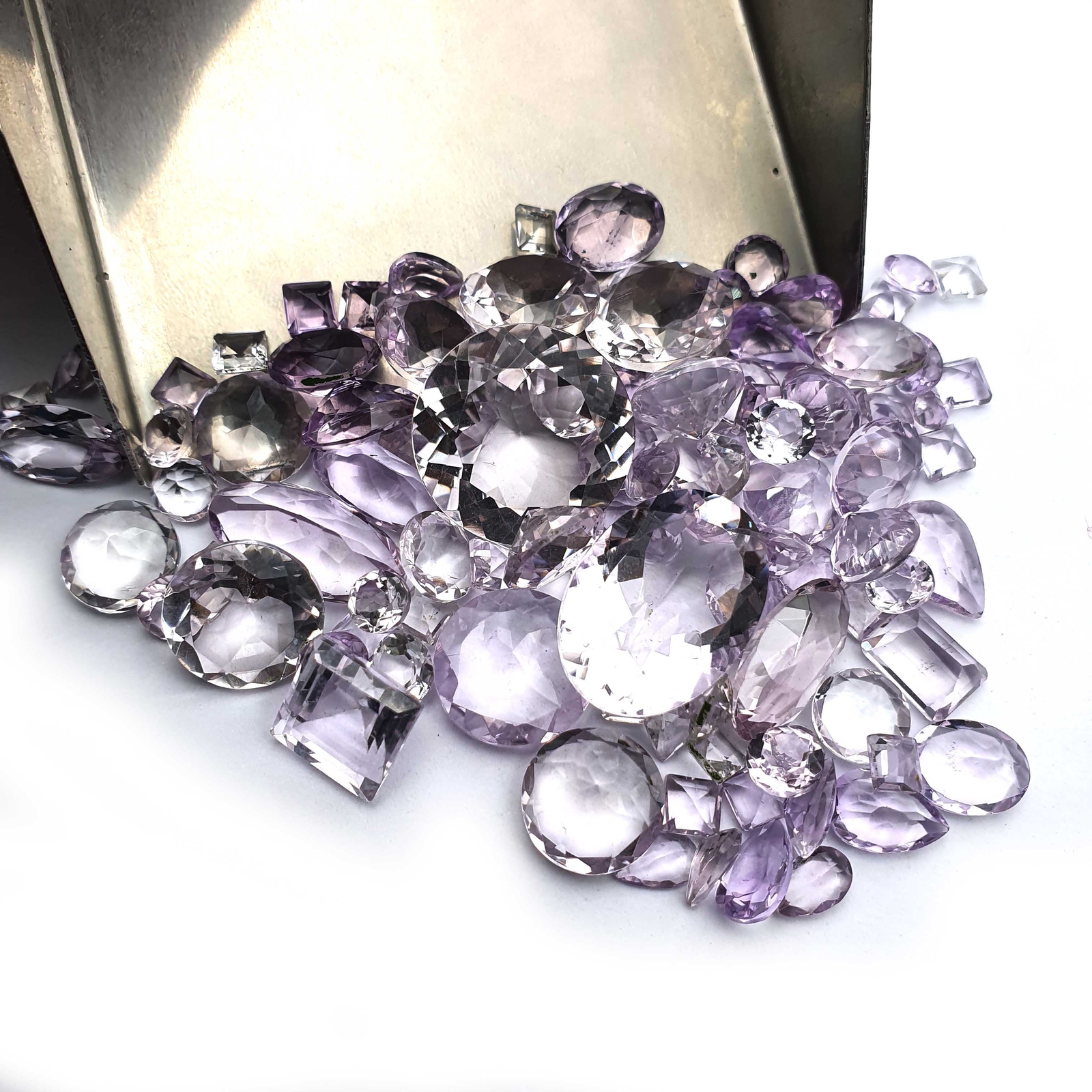 Natural Lavender Amethyst Mix Shape Cut Gemstone Lot 54 Pcs 2*6-26*21 MM 90 CT