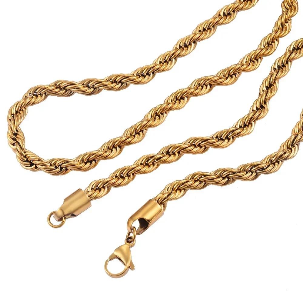 18K Gold Filled Italy Rope Necklace Heavy Solid Chain 2mm 3mm 4mm 5mm 6mm
