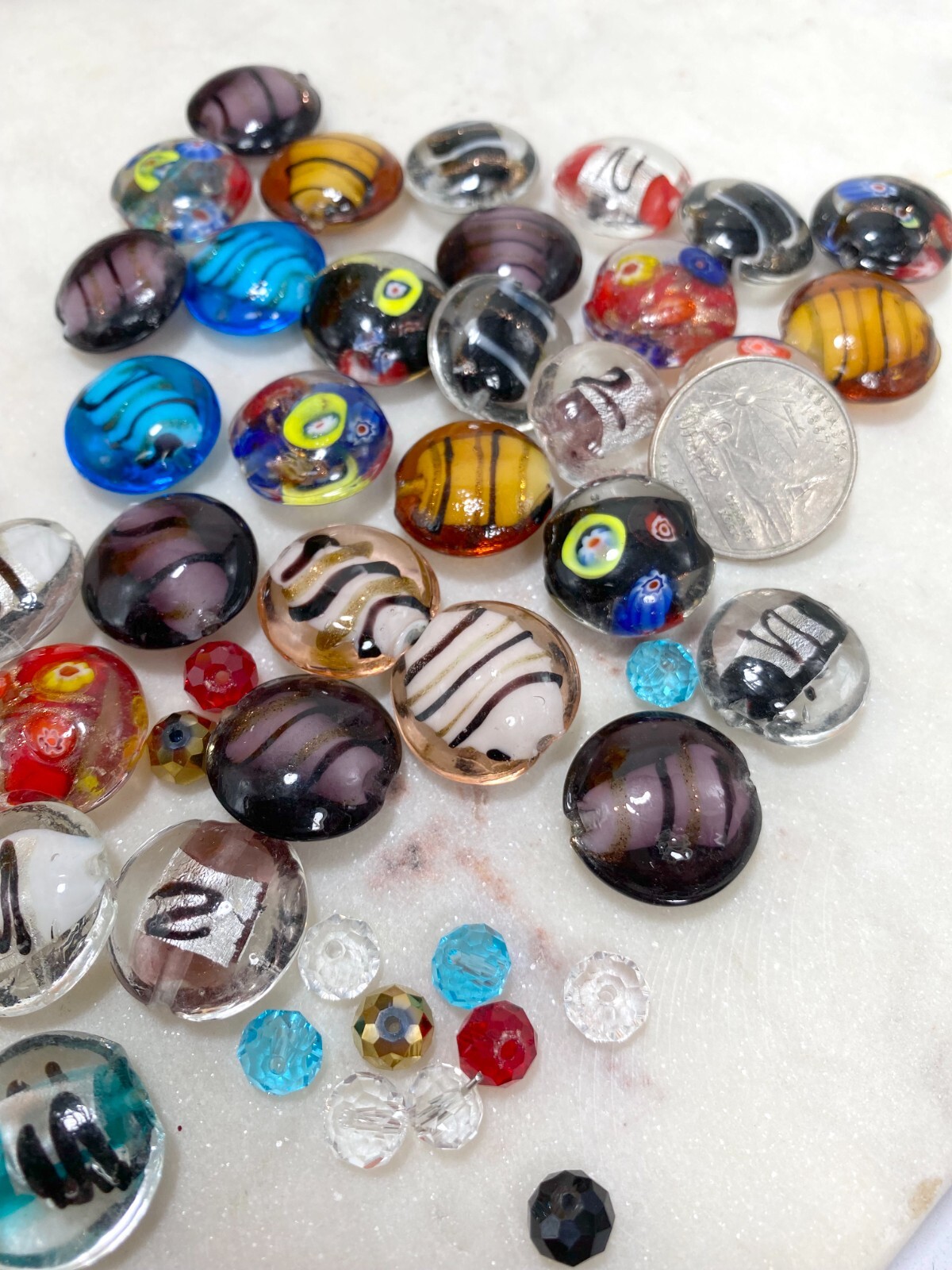 Lampwork Beads Bulk Round Roundelle Crystal Beads Beads for Jewelry Making 1 lb