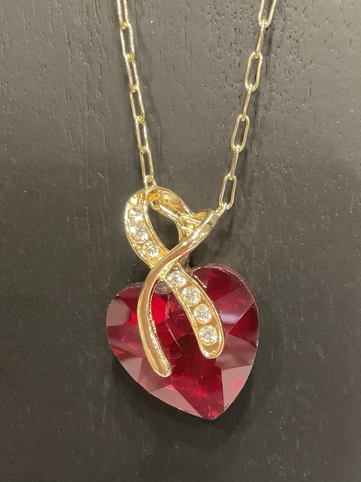 Z By ZAXIE Gold Tone Red Heart Pendant Necklace ( Originally $49) # 1072