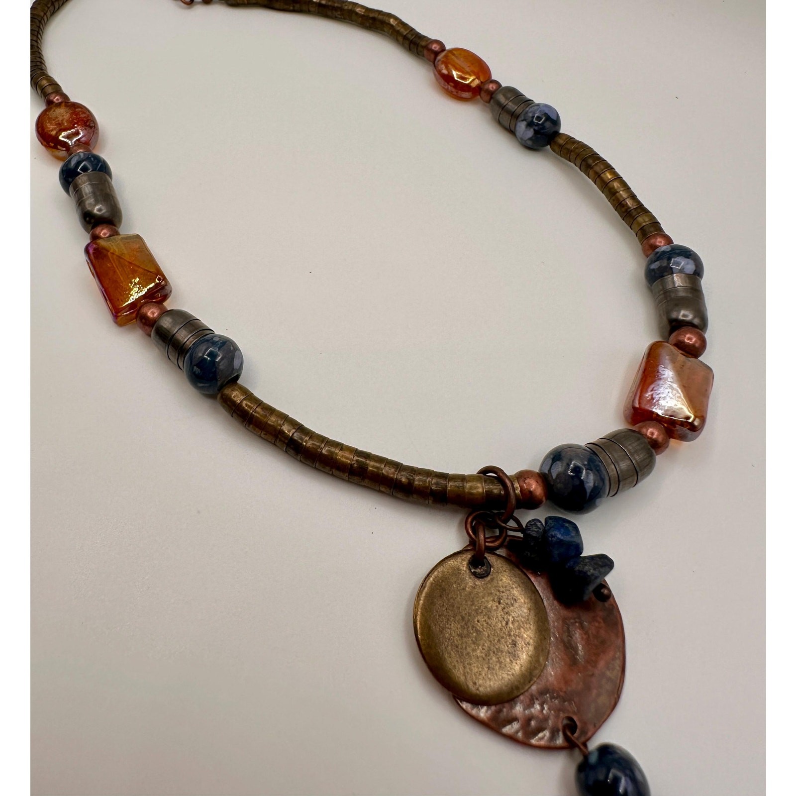 Artisan Made Necklace | Copper Stone Glass Handcrafted Statement