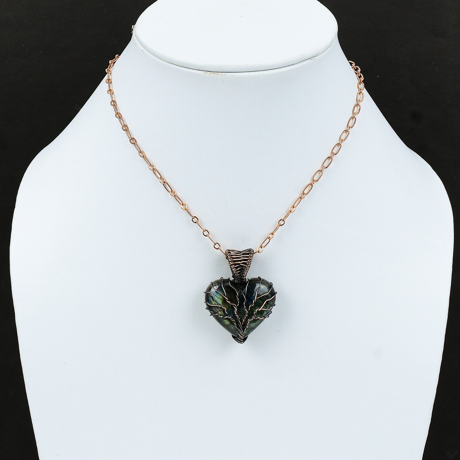 Labradorite Jewelry Copper Love Gift Wire Wrapped Tree Of Life Pendant 1.61″