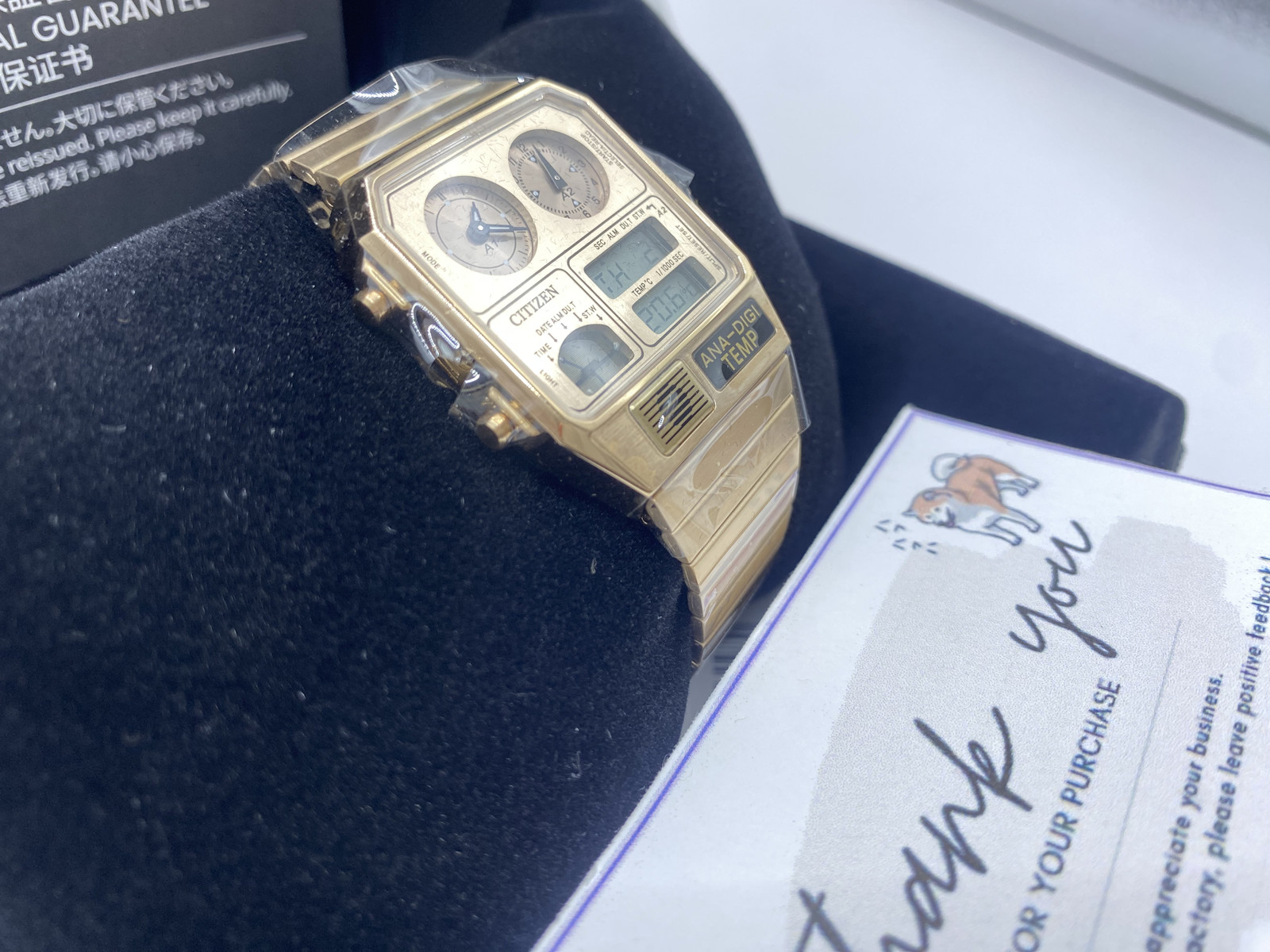 CITIZEN Ana-Digi Temp Reissue Model Warm Gold JG2104-53R New From Japan