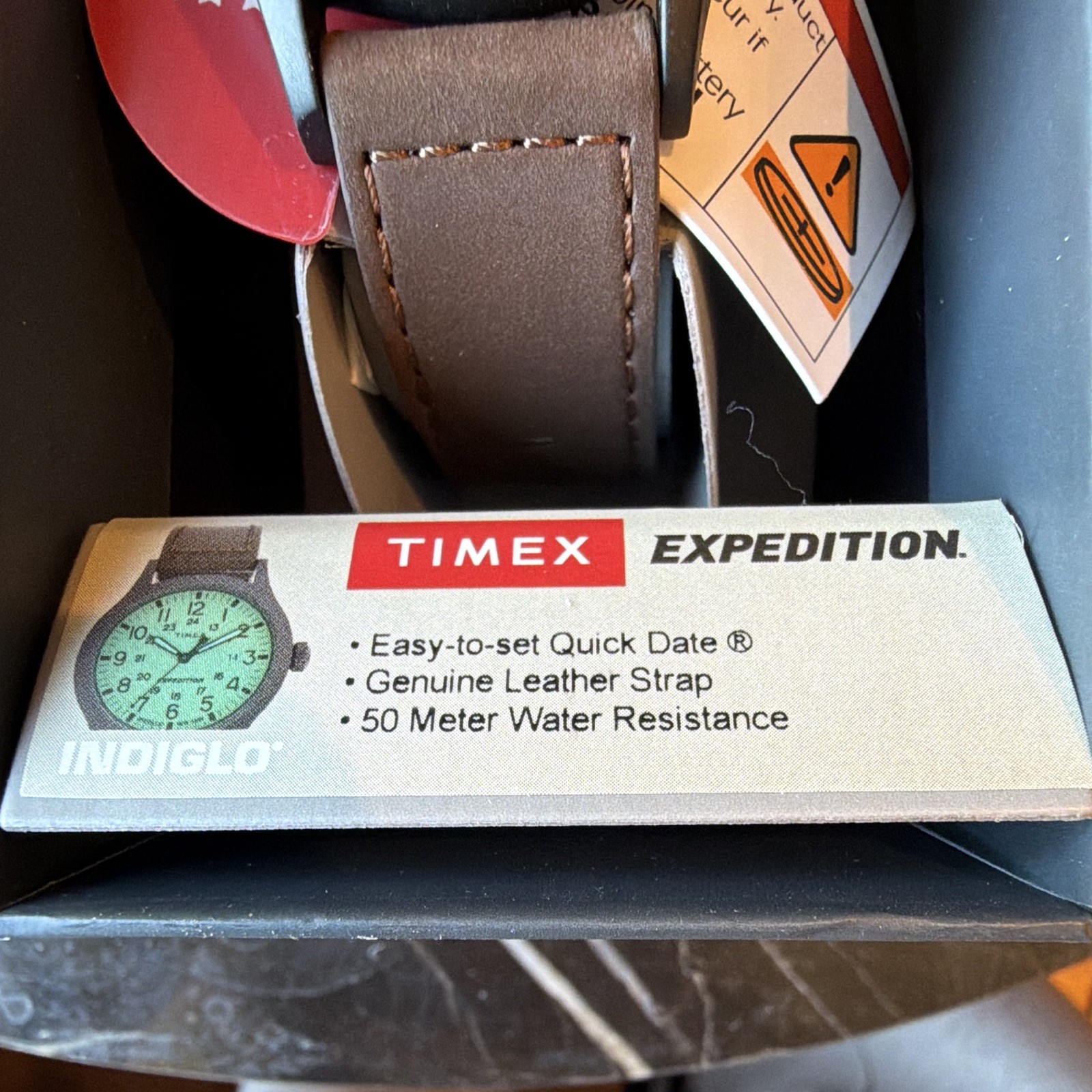 Timex Expedition Men’s 40mm Quartz Watch White Dial Brown Leather Date 50m Box