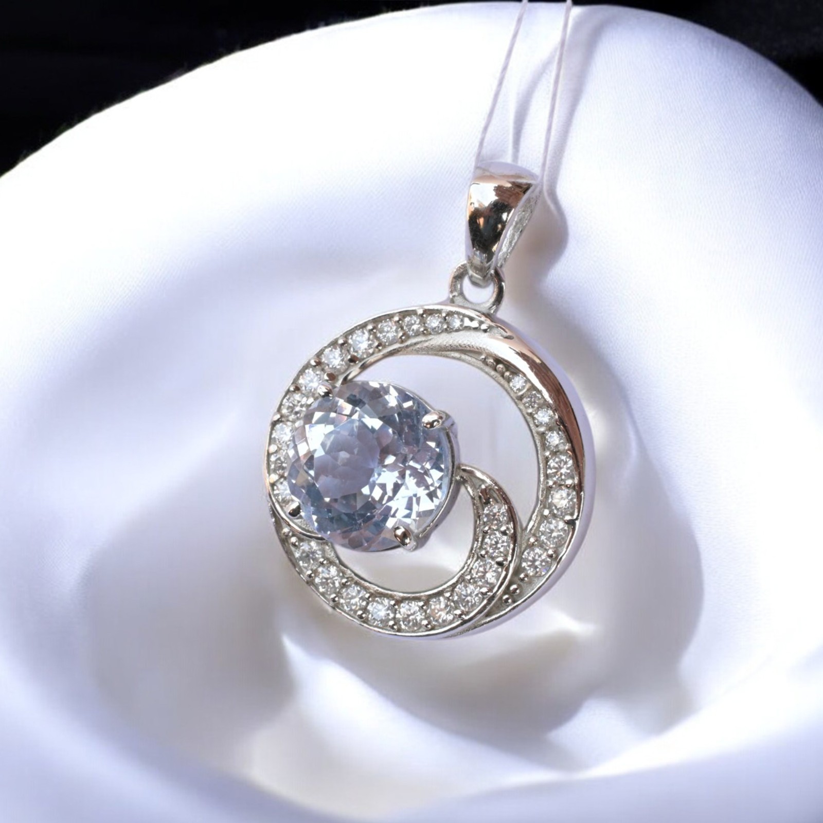 Certified Jeremejevite 28+ Ct Round Pendant Rare Gemstone in 925 Silver MG008