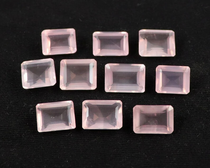 200 Pcs Natural Rose Quartz 5x3mm Octagon Faceted Calibrated Size Loose Gemstone