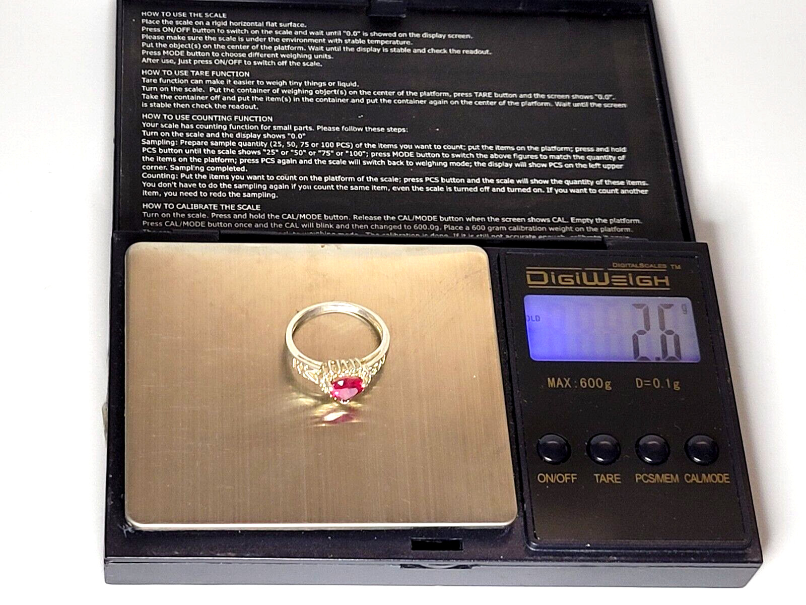 Sterling Silver (.925) Lab Created Ruby Heart & Diamond Accent Ring, Size 7, JJT