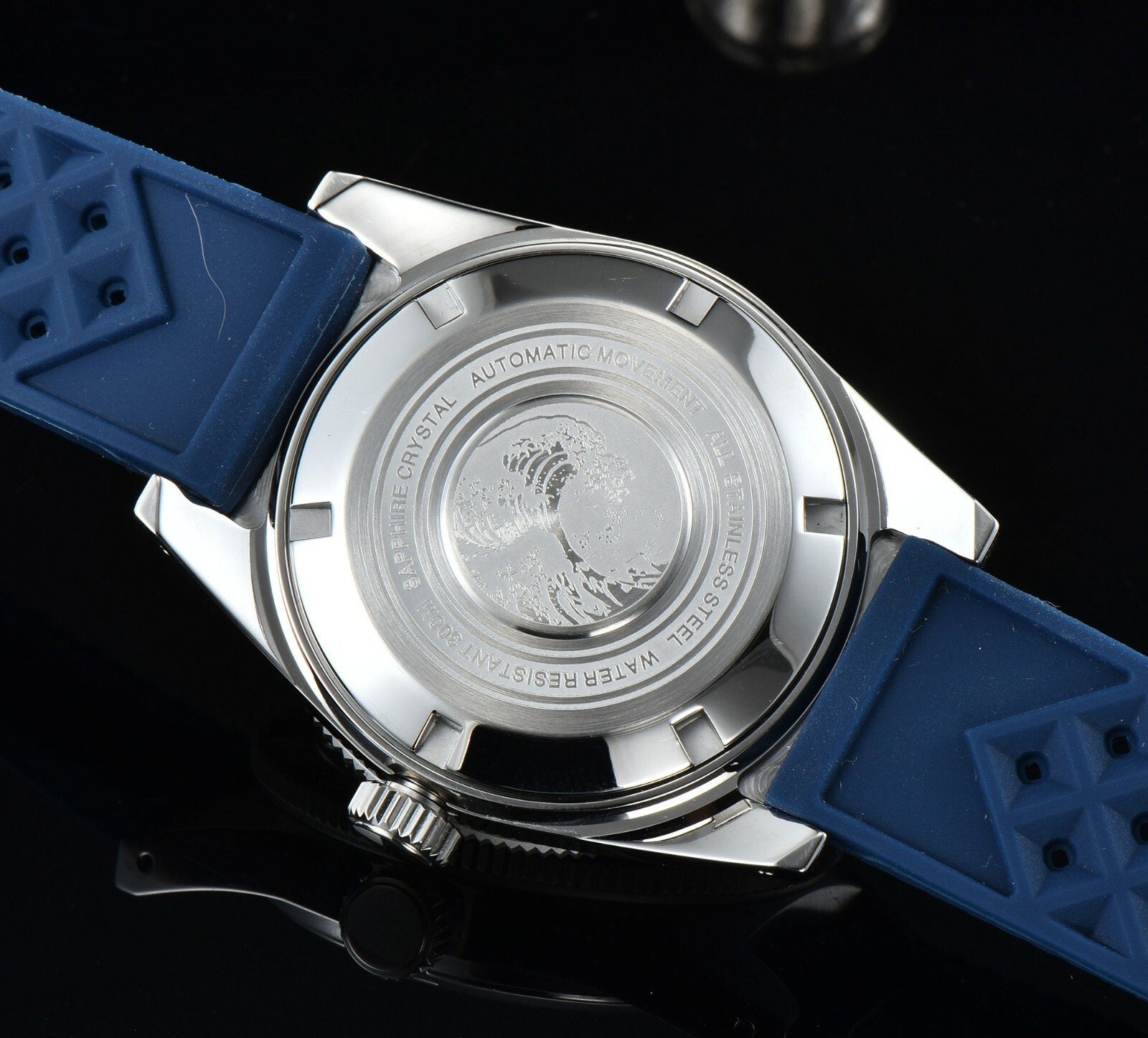 41mm NH35A PT5000 AR Domed Sapphire Crystal 300m Diving Men’s Watch Rubber Strap