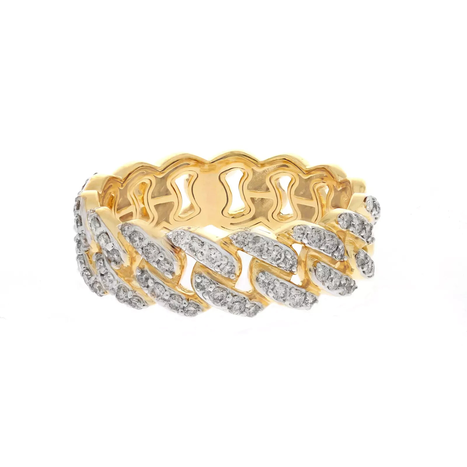 Men’s 10k Yellow Gold Natural Diamond 7MM Cuban Curb Link Pinky Ring