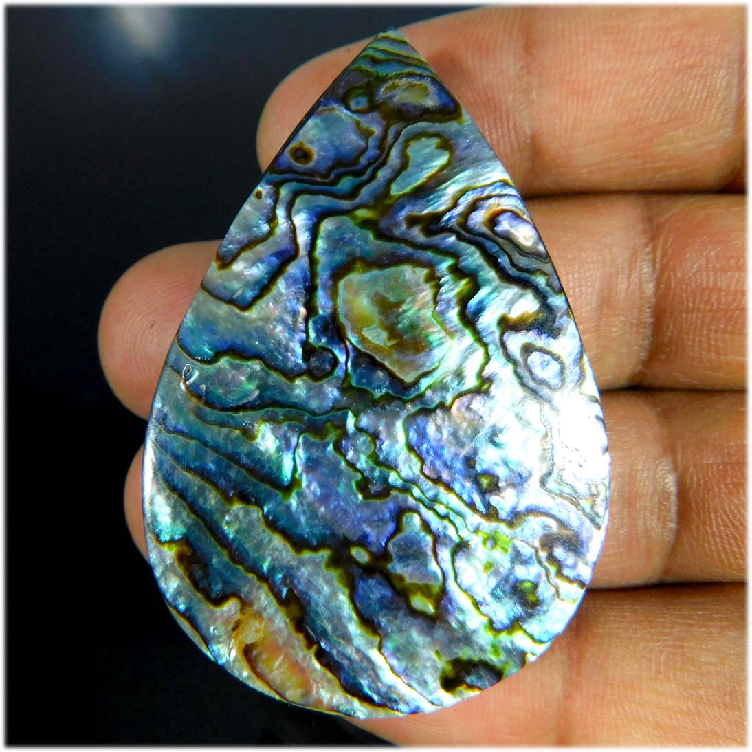 Natural Multi Color Paua Abalone Shell Pear Cabochon 103.50Cts. Loose Gemstone