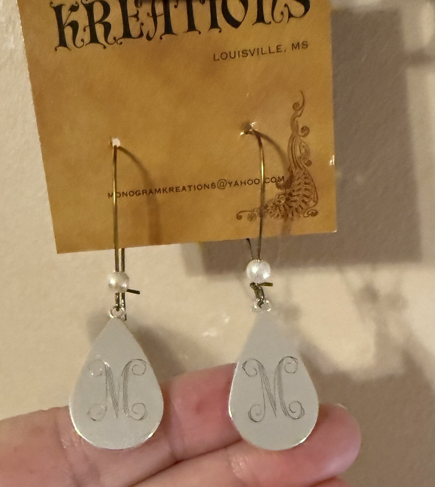 Ladies Monogrammed Earrings “M”