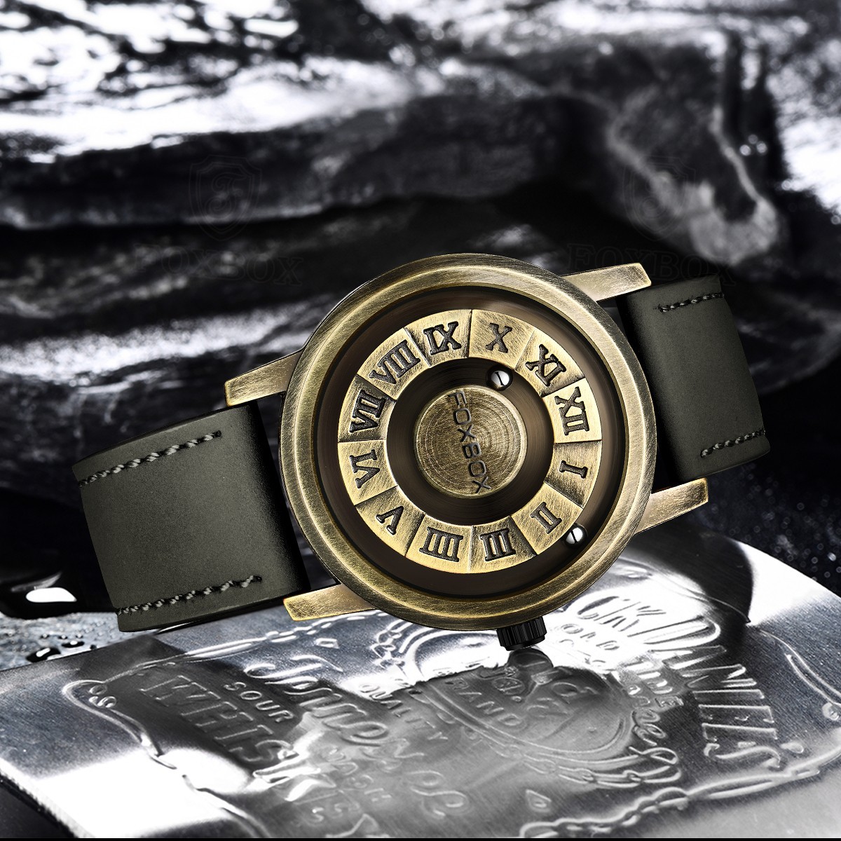 LIGE FOXBOX Men Watches Quartz Scrolling Bead Magne Waterproof Cool Wristwatch