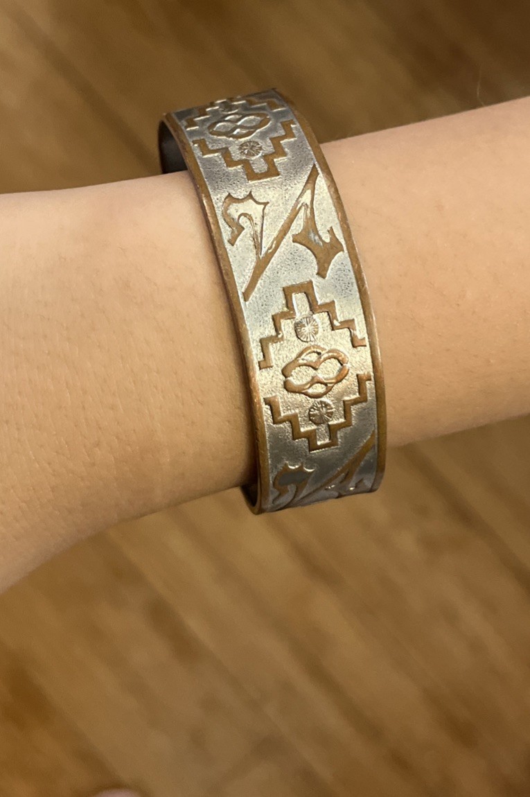 VINTAGE SOUTHWEST ESTATE SOLID COPPER WHEELER MANUFACTURING CUFF BRACELET-small